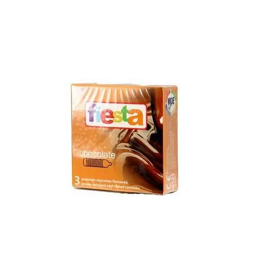 Fiesta Chocolate Flavoured, Coloured and Ribbed Premium Condoms 3'S (1)