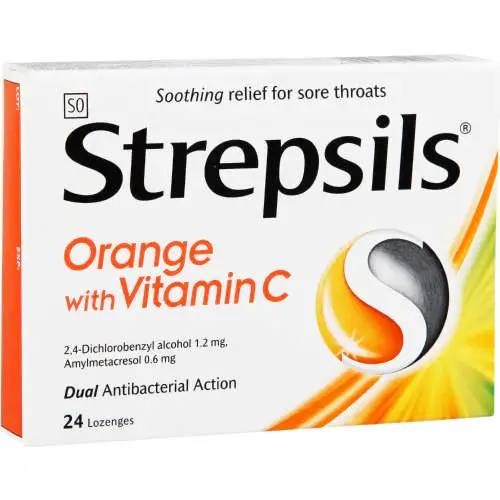 Strepsils Orange With Vitamin C – 24 Lozenges